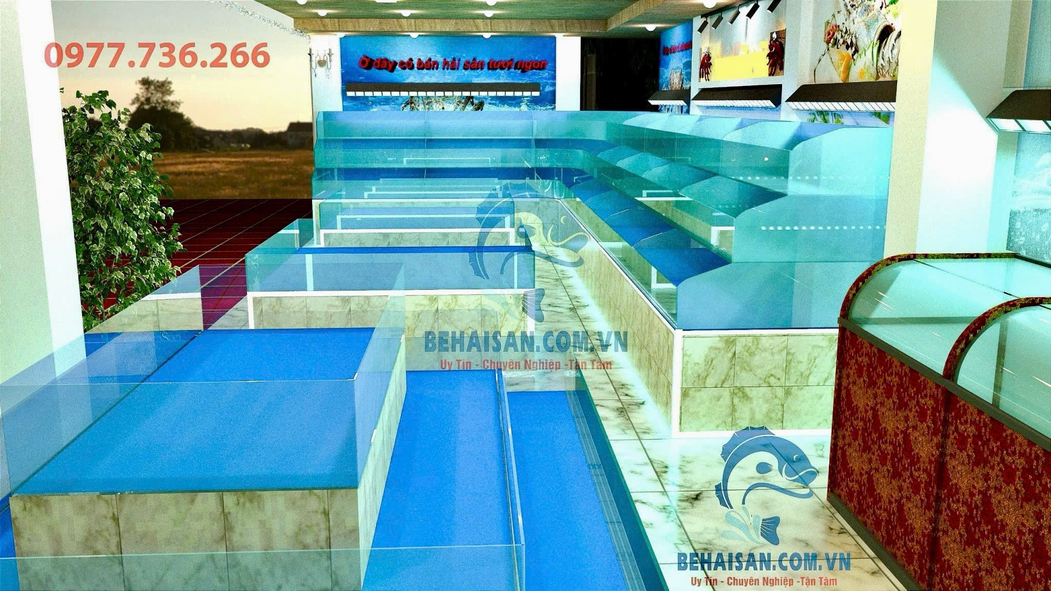 Công trình thực tế siêu thị hải sản lớn SeaHome thi công